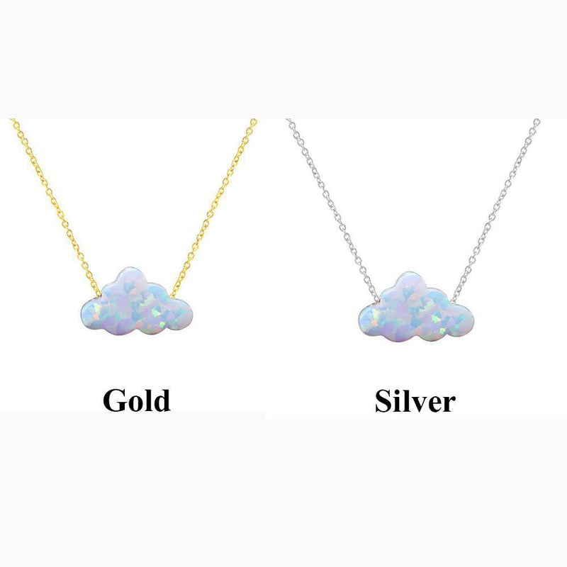 Girls Party Gifts Stainless Steel Chain White Cloud Shape Pendant Necklace