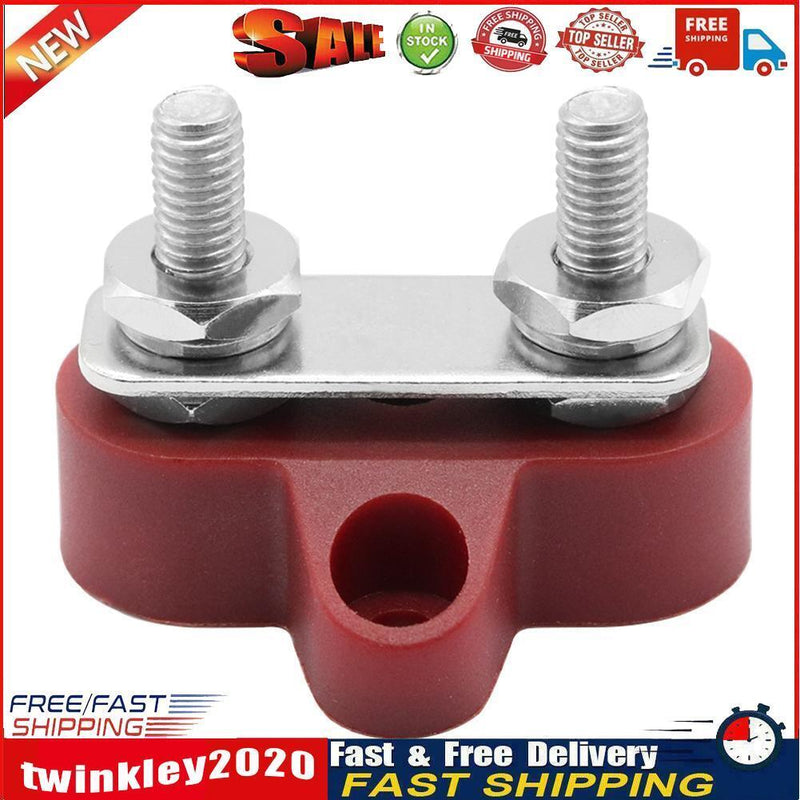 Bus Bar Terminal Block Heavy Duty Dual M6 Power Distribution Stud (Red) Newly