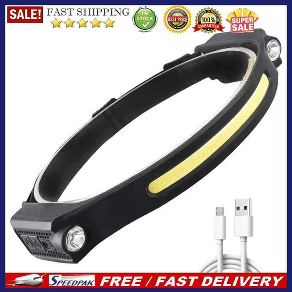 Type-C USB Rechargeable XPE COB LED Headlamp Wave Induction Outdoor Work Li