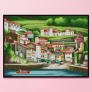 14CT Full Cross Stitch Seaside Town DIY Printed Wall Art Crafts Home Decorations