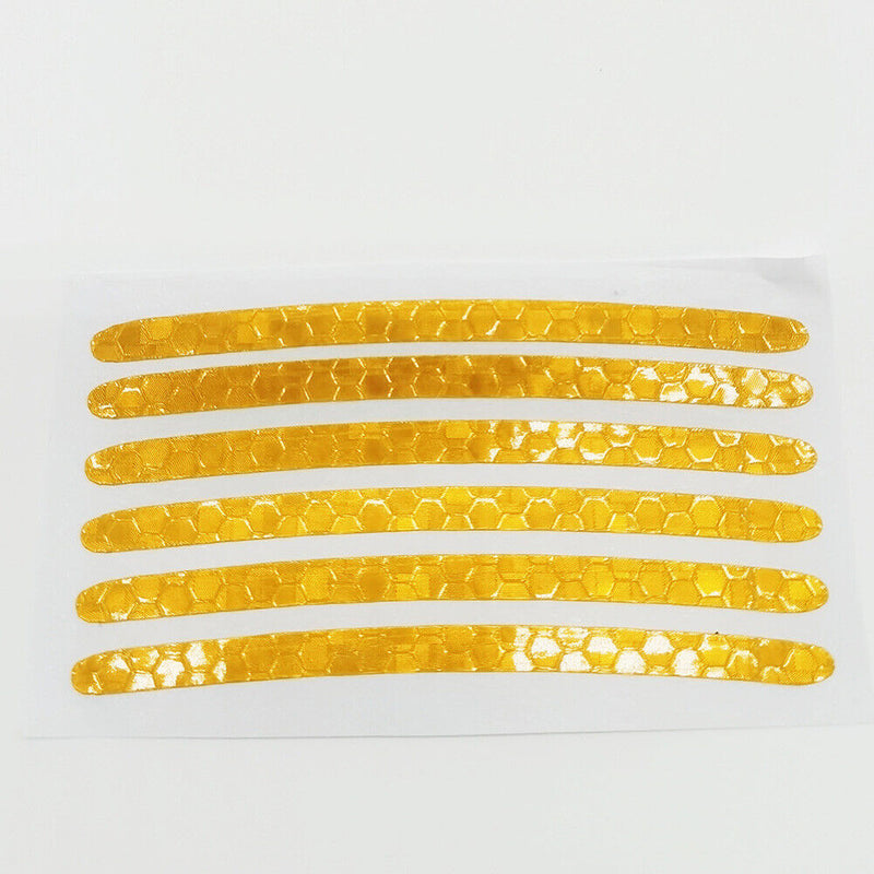 24x Universal Wheel Hub Stickers Car Bike Reflective Tire Rim Tape Strips D