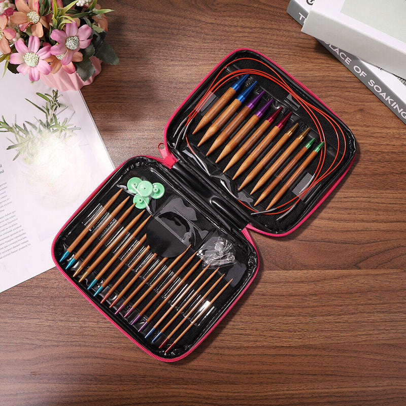 13pairs Knitting Knitting Colorful Carbonization Bamboo Crochet Hooks Clips Set