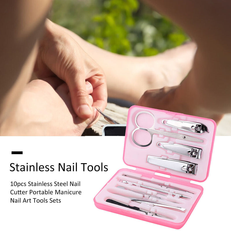10pcs Stainless Steel Nail Cutter Portable Manicure Nail Art Tools Sets Newly