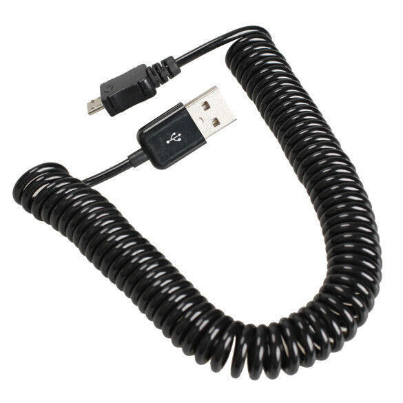 Spiral Coiled USB 2.0 A Male to Micro USB B 5Pin Adaptor Spring Cable