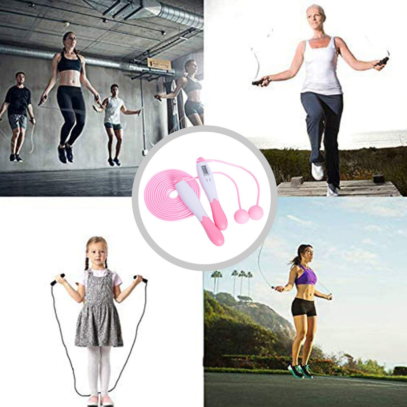 Jump Rope with Calorie Counter Fitness Cordless Corded Skipping Rope (Pink)