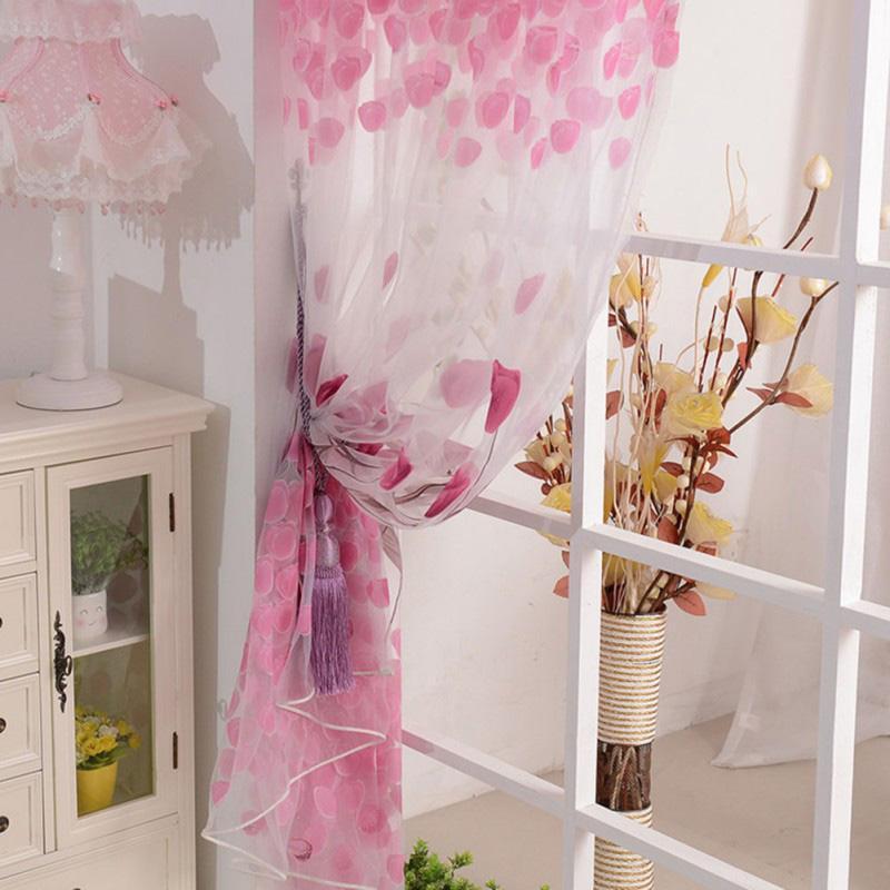 Tulip Printed Tulle Voile Door Window Curtain Sheer Drape Panel 200 x 100CM