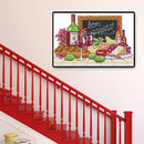 14CT Counted Partial Cross Stitch DIY Wine Fruit Hand Painting Living Room Decor