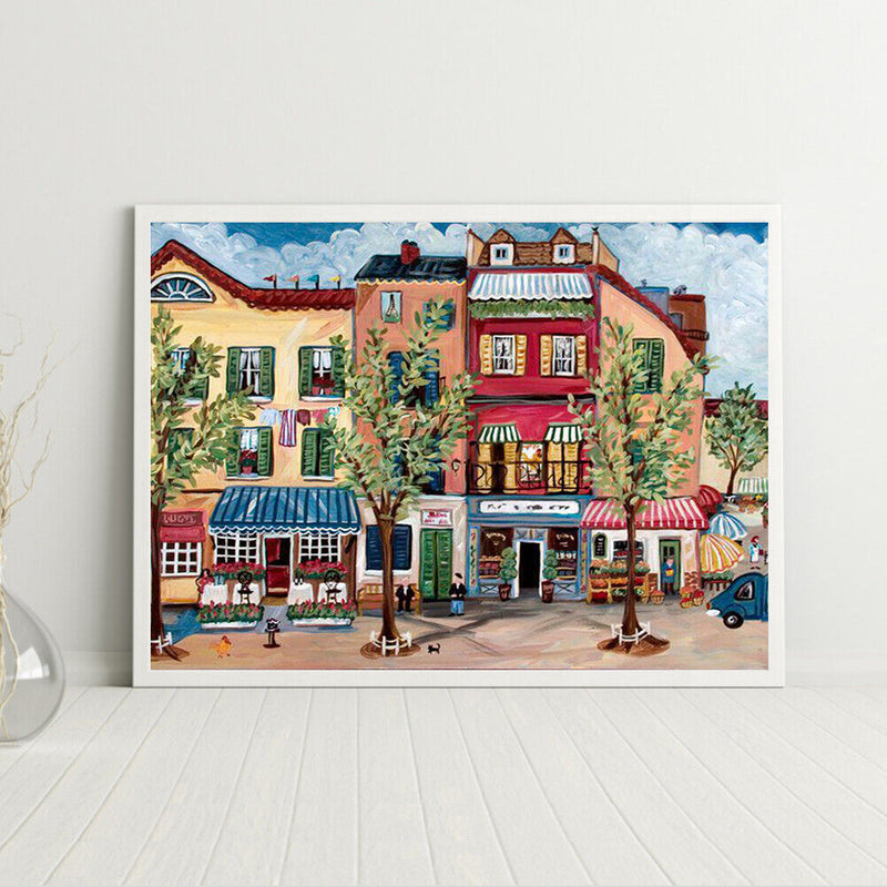 Frameless Oil Paint By Numbers DIY Center Street House Picture Craft for Bedroom