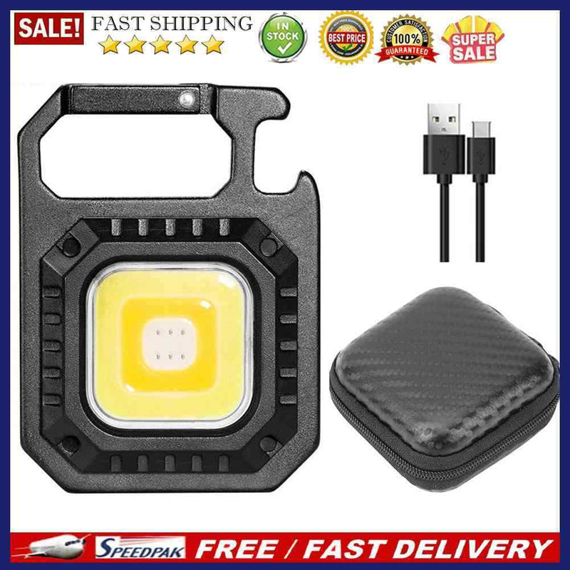 500lm COB LED Mini Keychain Flashlight Bottle Opener Waterproof Pocket Work