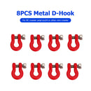 8pcs for 1/24 Axial SCX24 RC Crawler Car Metal Bumper D-ring Tow Hooks Red