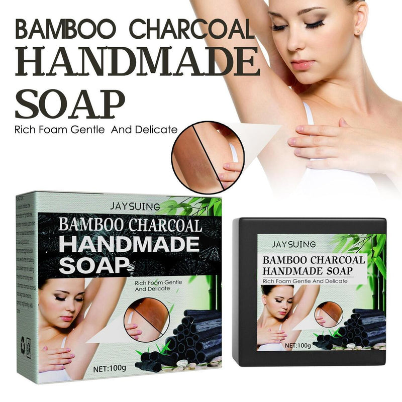 100g Women Bamboo Charcoal Armpit Whitening Handmade Soap Skin Cleansing_