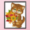 14CT Counted Cross Stitch Kits DIY Sunflower Cat Embroidery Home Needlework