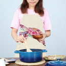 Kitchen Linen Apron Pink Turtle Painted Party Supply Cooking Cleaning Pinafore