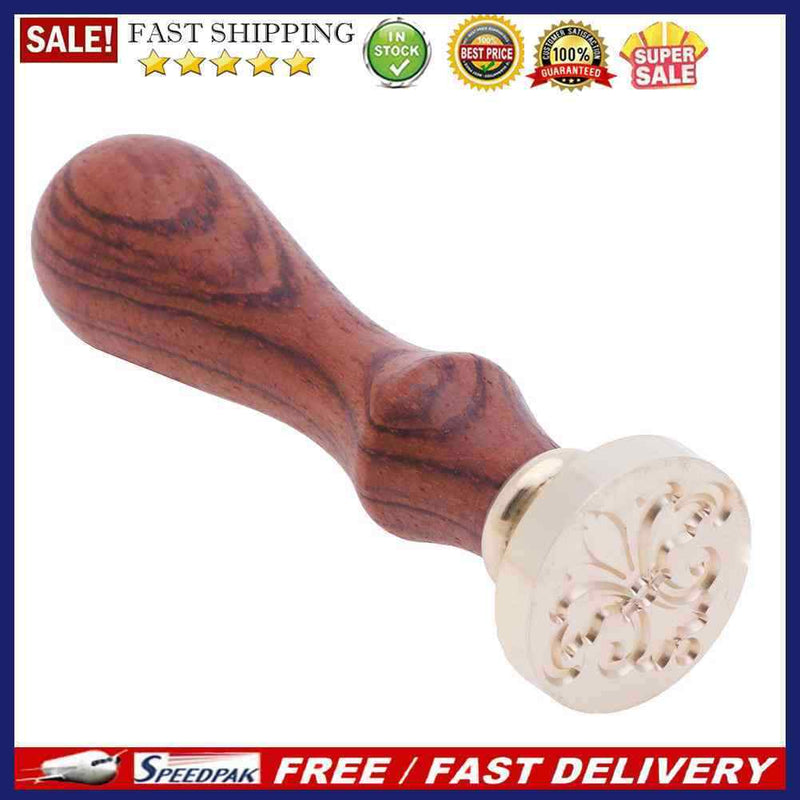 Retro Lily Pattern Rosewood Handle Sealing Wax Seal Stamps Post Decor(K02)