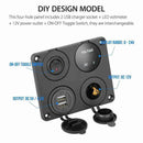 12V 4 in 1 Panel Dual USB Socket Charger LED Voltmeter Power Outlet for Car Boa:
