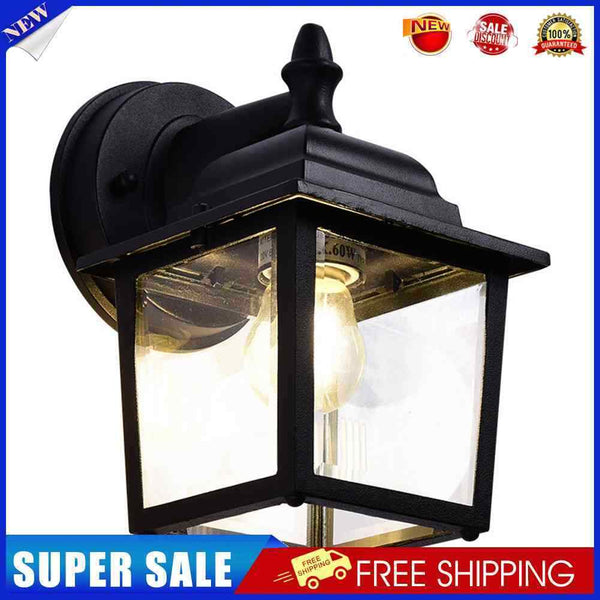 Retro E27 Wall Lamp Waterproof Glass Lantern Light Sconce Outdoor Garden De