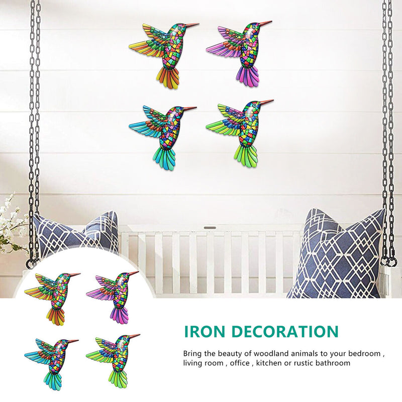 4 Pack Metal Hummingbird Wall Decor Hanging Wall Art Sculpture Decorations