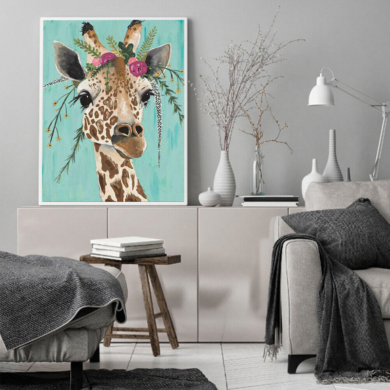 Flower Giraffe Oil Paint By Numbers DIY Handpainted on Canvas Home Decorati