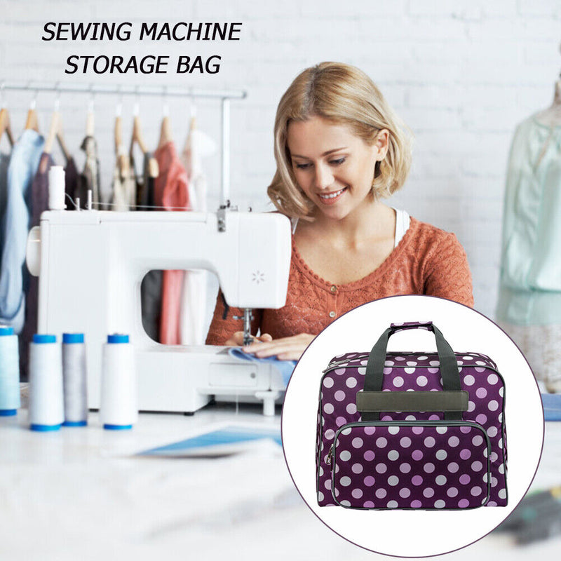 Sewing Machine Handbag Crochet Kits Print Travel Carrying Case (Purple) Newly