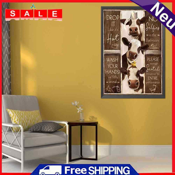 5D DIY Diamond Painting Kits Full Round Drill Three Cows English Mosaic