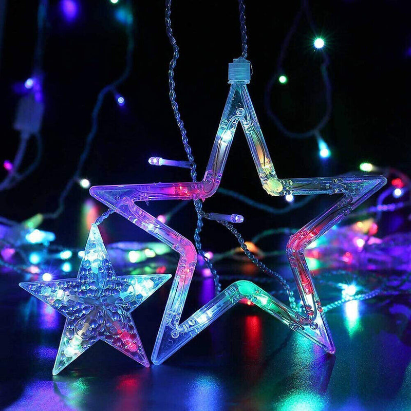 #A 138LED Solar Moon Star Lights 8 Modes Window Curtain Ramadan Home Party Light