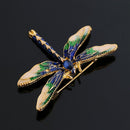 Colorful Women Dragonfly Crystal Drip Brooch Enamel Insect Lapel Pin (Blue)