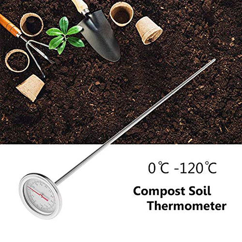 Garden Compost Temperature Monitor Probe Stainless Steel Soil Thermometer Newly