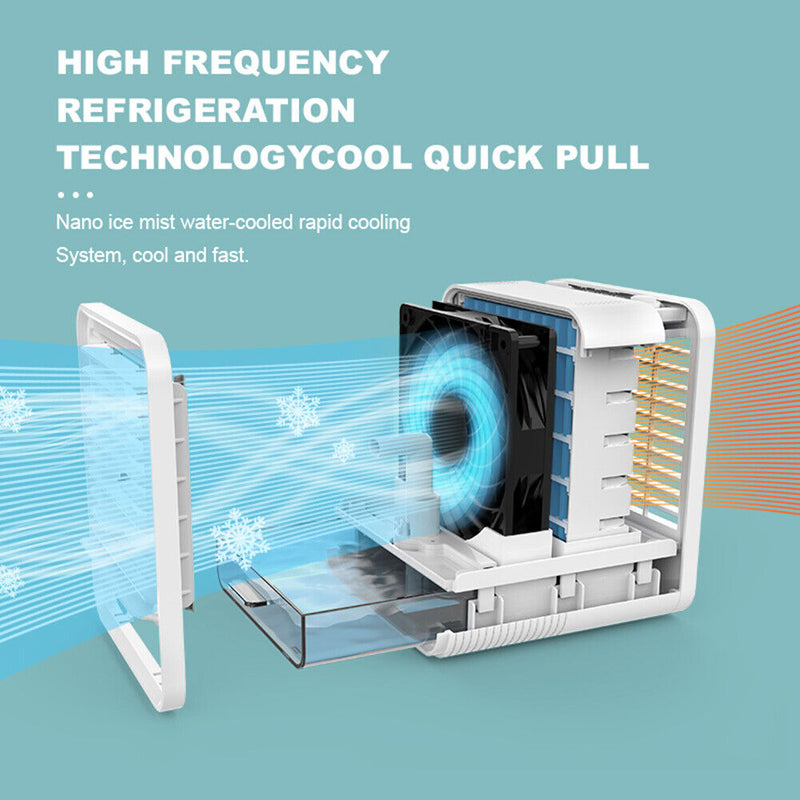 Removable for Cleaning Air Cooler Cooling Fan Humidifier with 7 LED Colors Light