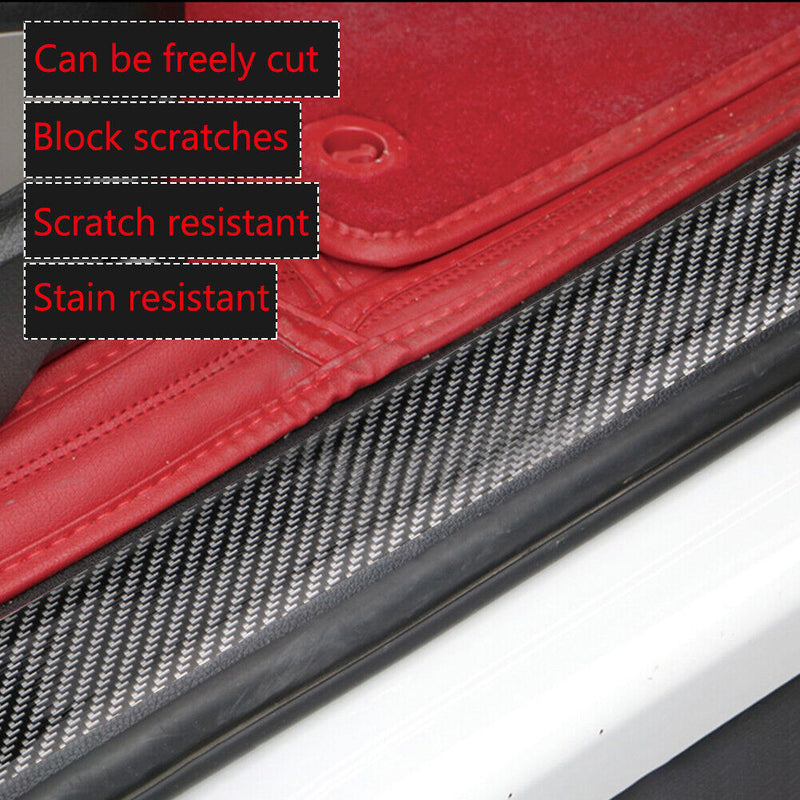 1m Carbon Fiber Look Rubber Car Bumper Lip Door Sill Protector (3cm Black)