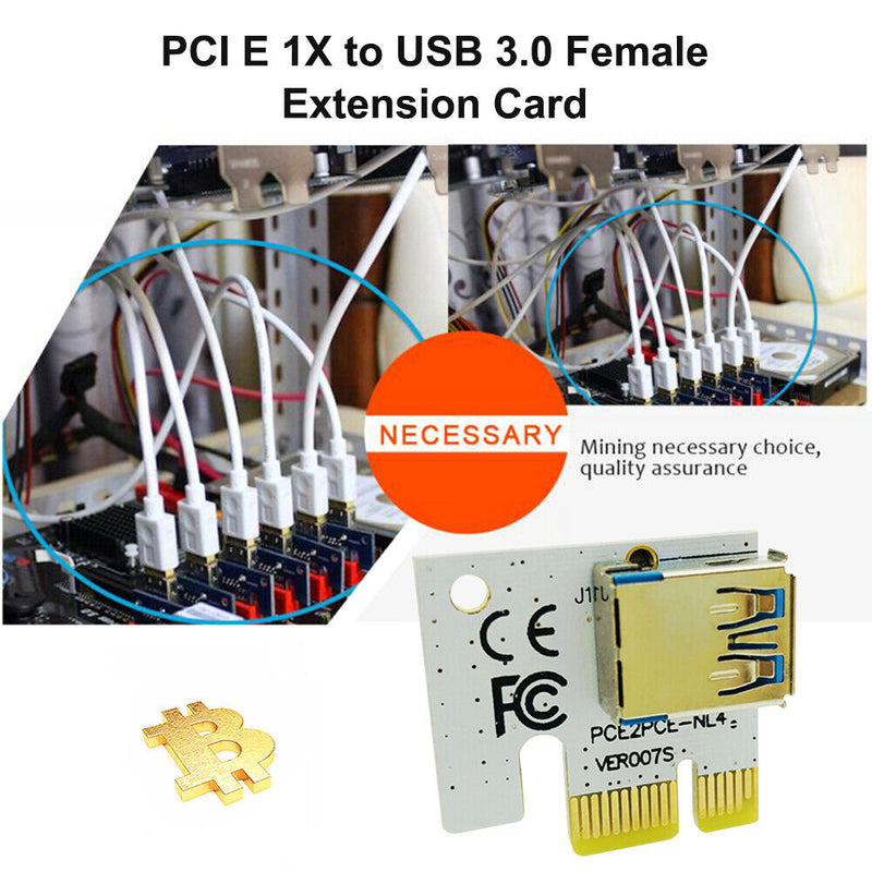 PCIE 1X to 16X Extender Card PCI Express Adapter for PCIe Riser Mining BTC Miner
