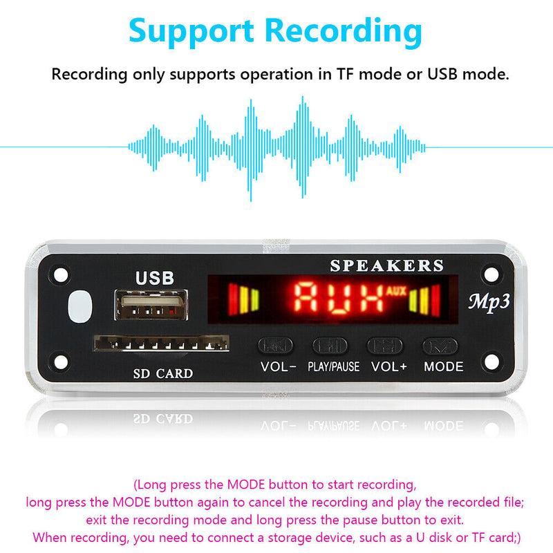 2 X 25W Stereo USB TF FM Radio Module Handsfree Bluetooth-compatible 5.0 for Car