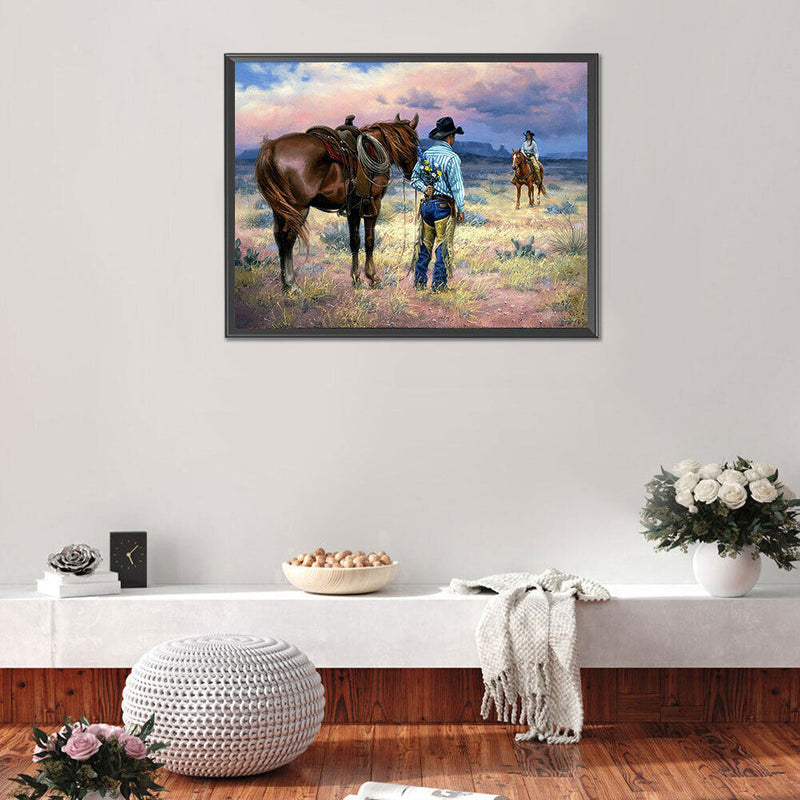 Cowboy Couple Oil Paint By Numbers Kits Canvas Picture Wall Art DIY Craft D