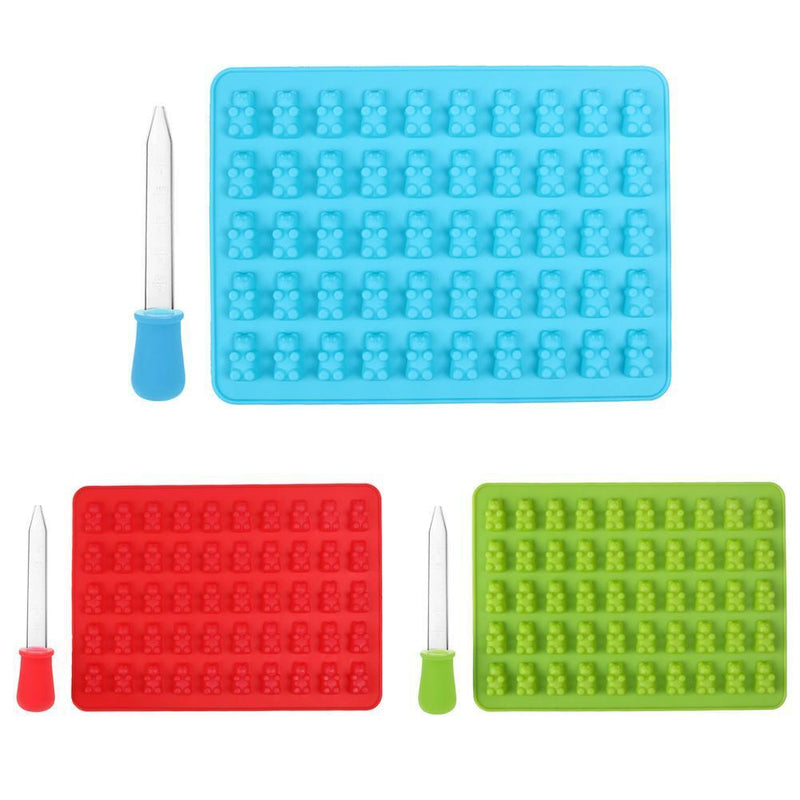 5pcs 50 Cavity Gummy Bears Silicone Soap Ice Cube Tray Baking Mold (Blue)