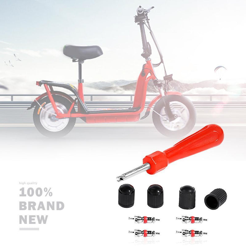 4 Valve Cores+4 Valve Caps+1 Valve Stem Screwdriver Repair Set for Car Bike Bus
