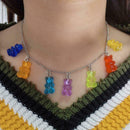 Necklace Jewelry Handmade Candy Colors Cute Cartoon Pendant Bear Chain N4Z8