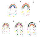 Woven PomPom Photo Prop Clouds Rainbow Tapestry Felt Ball Wall Hanging Decor