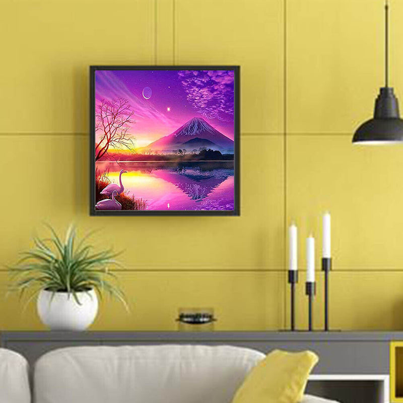 Rhinestone Embroidery Mosaic Purple Snow Mountain Diamond Painting Wall Decor