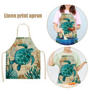 Kitchen Linen Apron Sea Turtle Print Home Restaurant Cooking Baking Bibs