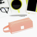 Korean Large Capacity Pencil Case Bags Zipper Solid Stationery Box (Pink) Newly
