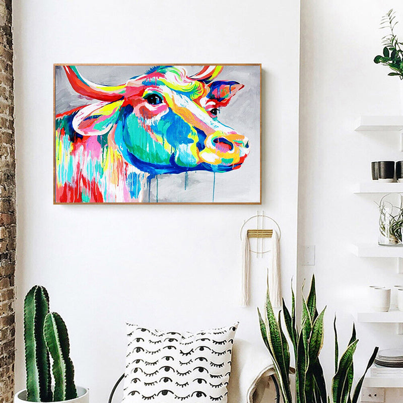 Animals Oil Painting Kit by Numbers Lion Bull Dolphin Tiger Coded Hand Drawing