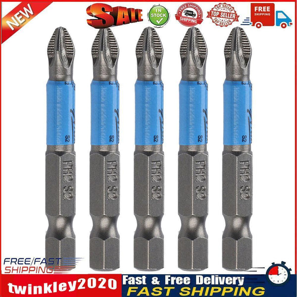 50mm PH2 S2 Cross Bit Drill Head Hex Shank Screwdriver Drill Bit (5pcs) Newly