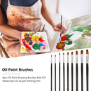 9pcs Nylon Hair Watercolor Oil Acrylic Painting Brushes Pens DIY Art Tools