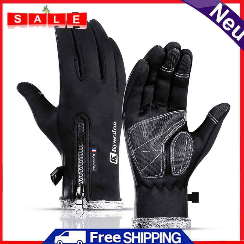 1 Pair Winter Anti-Brief Bike Cycling Fleece Gloves Windproof Full Finger Center