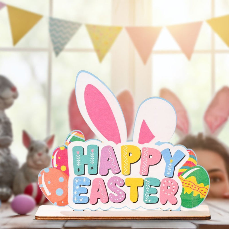 DIY Crafts Easter Rabbit Desk Decorations Wooden Ornaments Happy Easter
