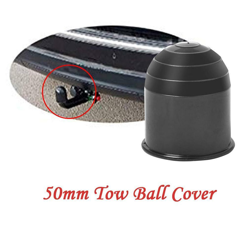 50mm Auto Tow Bar Ball Cover Cap Hitch Caravan Trailer Universal (Black)
