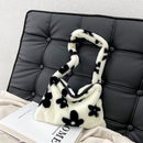 Women Flower Heart Printing Shoulder Bag Fashion Autumn Winter Plush Handbags