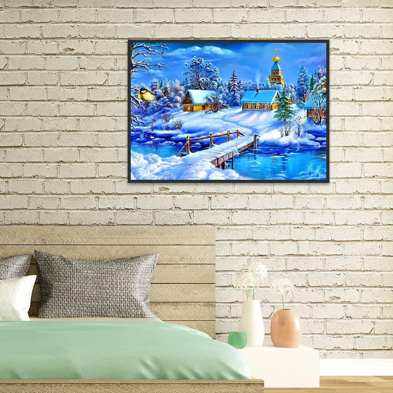 5D DIY Diamond Painting Snow View Cross Stitch Embroidery Rhinestones Kits Newly