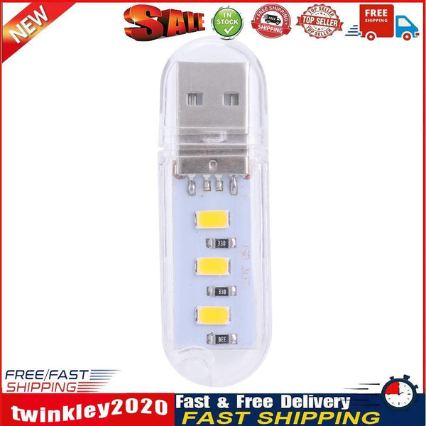 Mini Portable USB Book Light Bright Reading Lamp for Laptop (Yellow 3LED) Newly