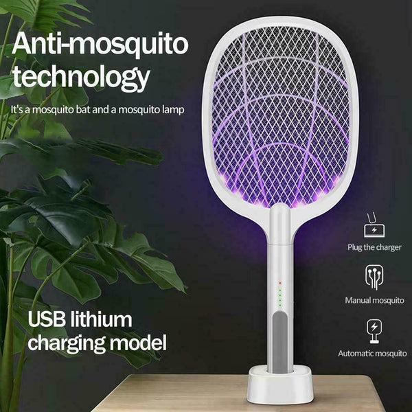 Mosquito Swatter Electric Flies Insect Killer Bug Zapper Racket B1K9