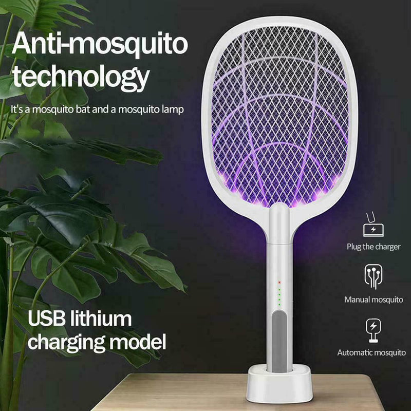 Mosquito Swatter Electric Flies Insect Killer Bug Zapper Racket B1K9